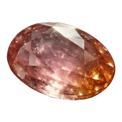 A padparadscha sapphire, salmon pink shading to orange.